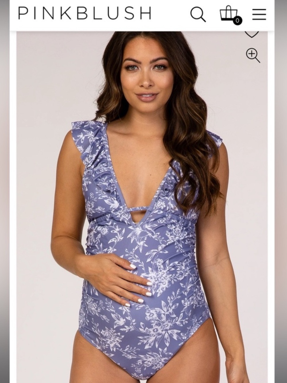Pink Blush Maternity Swimsuit one piece ruffle purple floral
